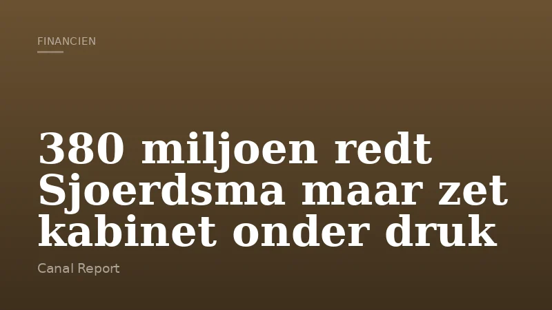 380 miljoen redt Sjoerdsma maar zet kabinet onder druk