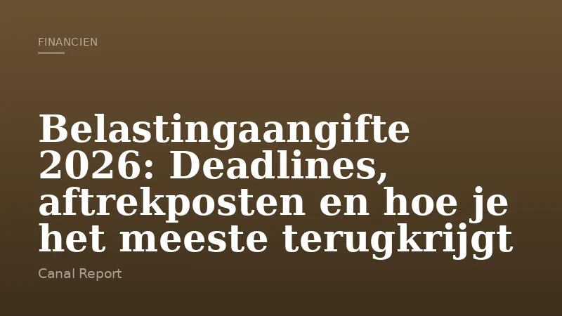 Belastingaangifte 2026: Deadlines, aftrekposten en hoe je het meeste terugkrijgt