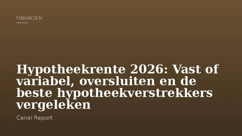 Hypotheekrente 2026: Vast of variabel, oversluiten en de beste hypotheekverstrekkers vergeleken