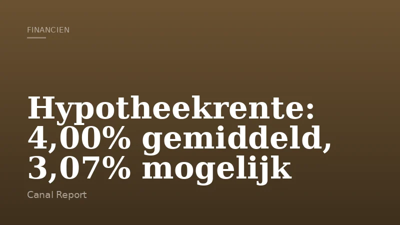 Hypotheekrente: 4,00% gemiddeld, 3,07% mogelijk