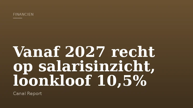 Vanaf 2027 recht op salarisinzicht, loonkloof 10,5%
