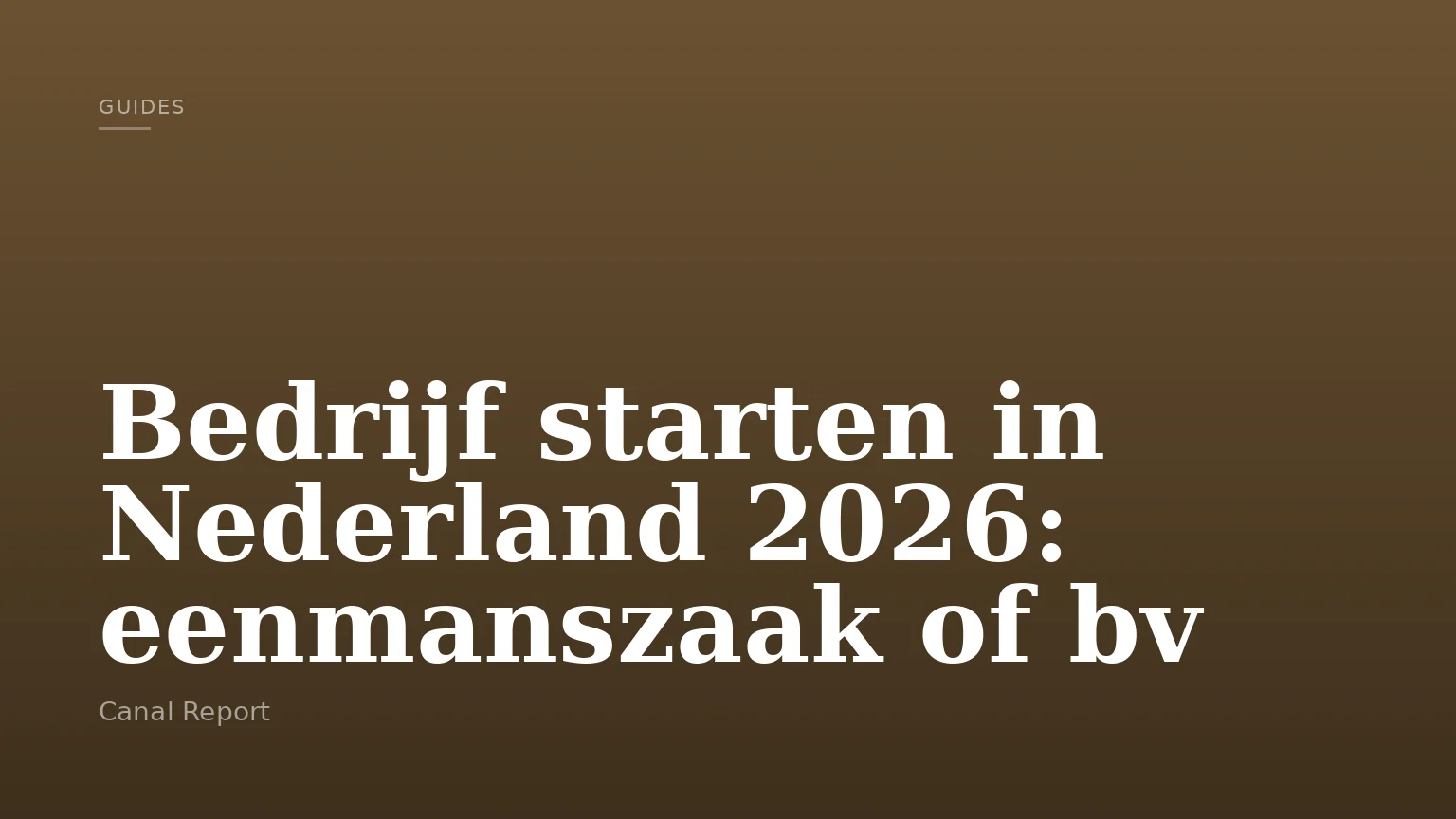 Bedrijf starten in Nederland 2026: eenmanszaak of bv