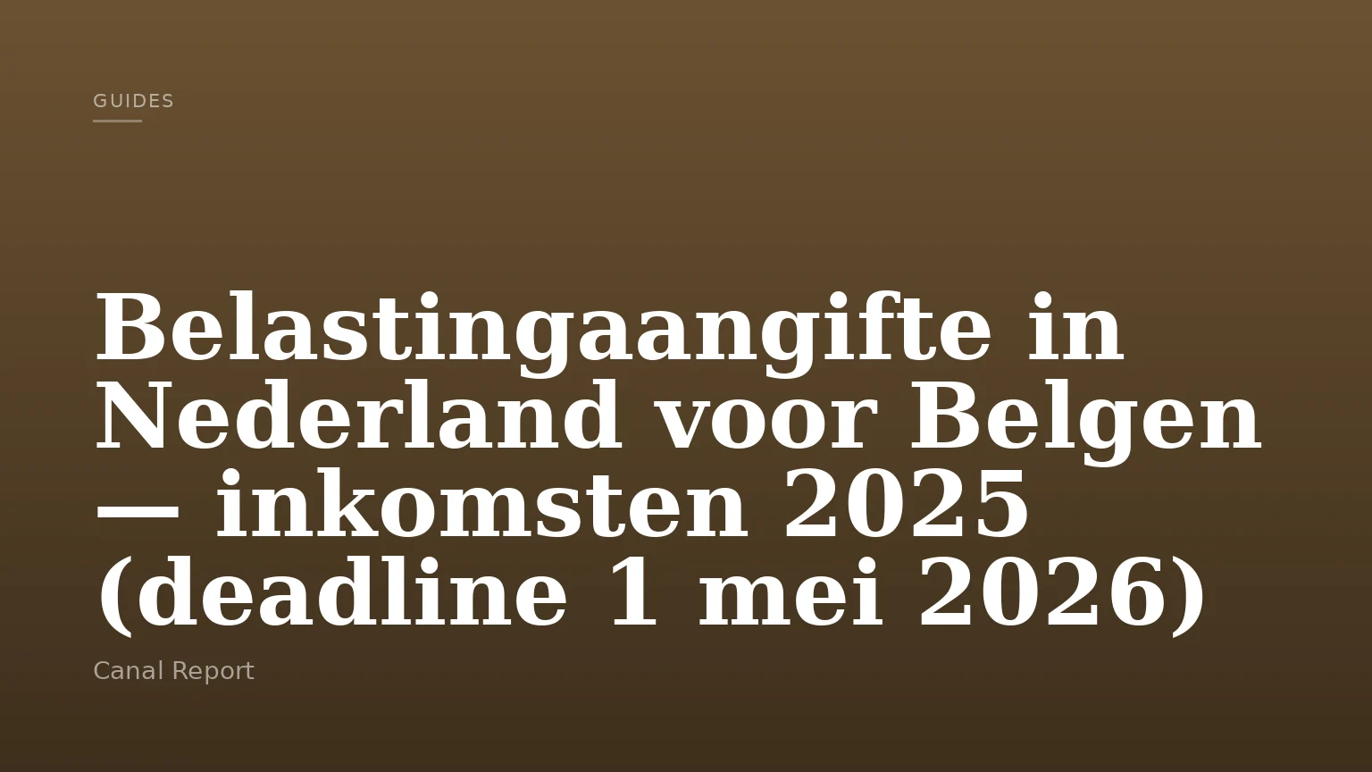 Belastingaangifte in Nederland voor Belgen — inkomsten 2025 (deadline 1 mei 2026)