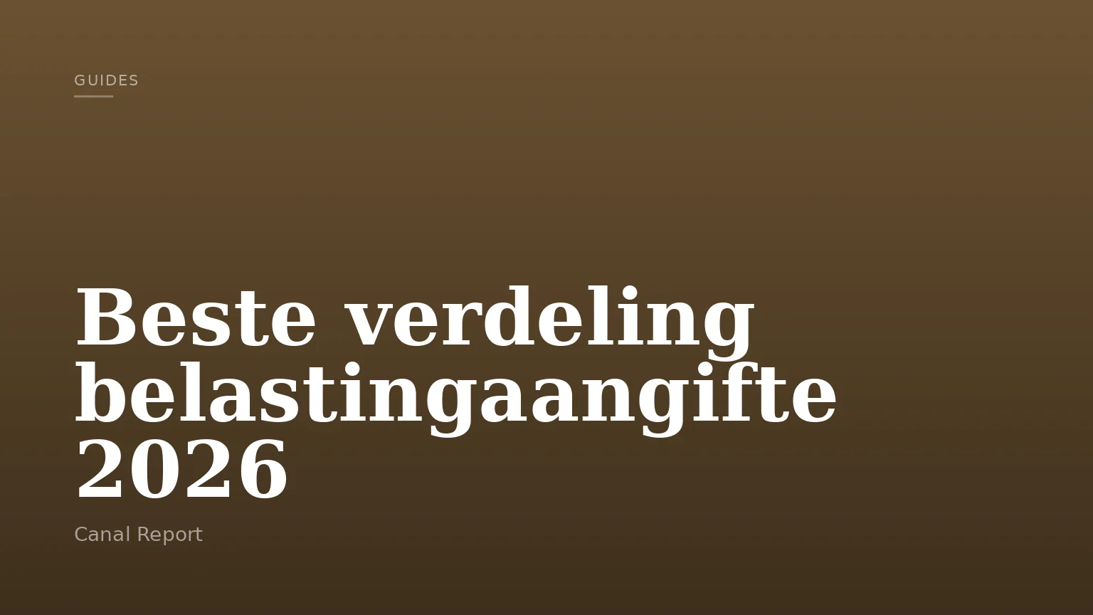 Beste verdeling belastingaangifte 2026