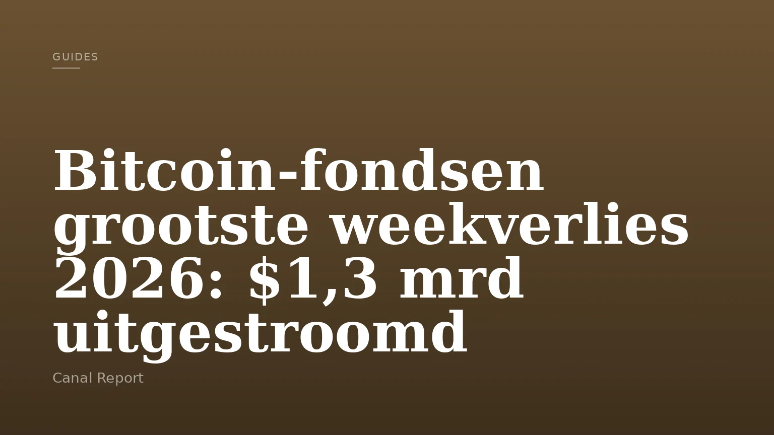Bitcoin-fondsen grootste weekverlies 2026: $1,3 mrd uitgestroomd
