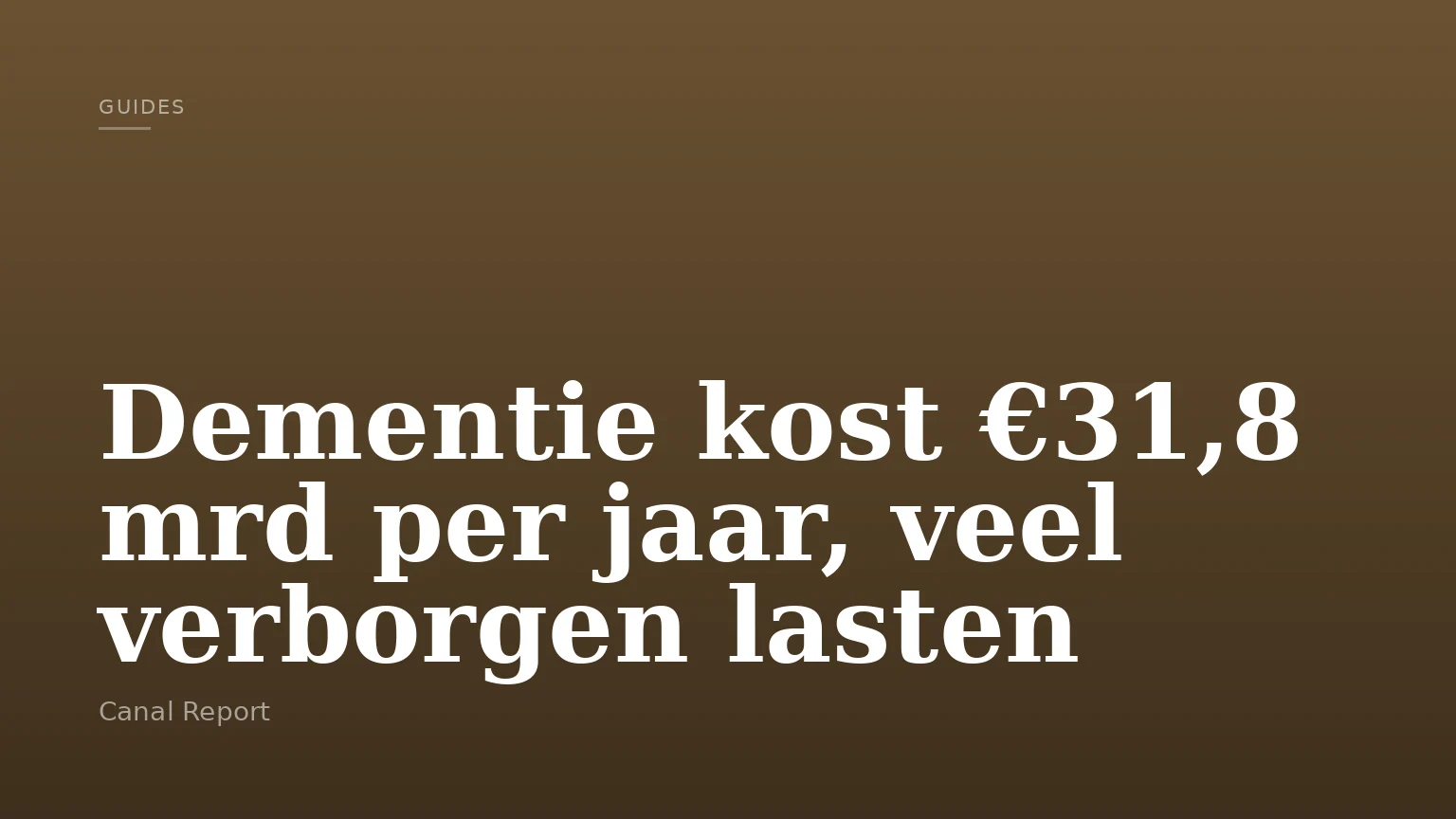 Dementie kost €31,8 mrd per jaar, veel verborgen lasten