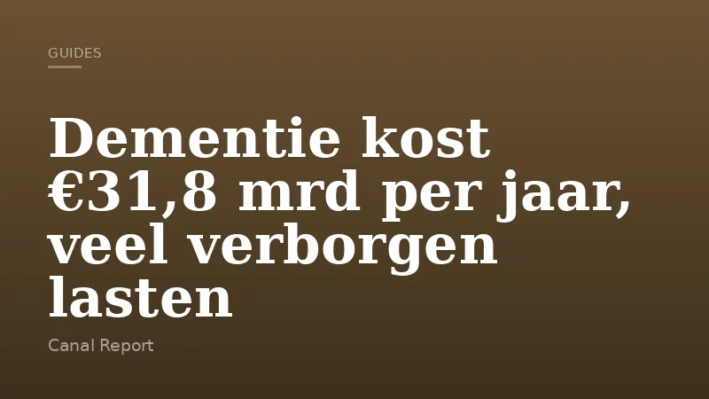 Dementie kost €31,8 mrd per jaar, veel verborgen lasten