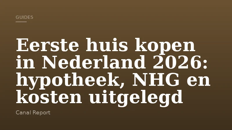 Eerste huis kopen in Nederland 2026: hypotheek, NHG en kosten uitgelegd