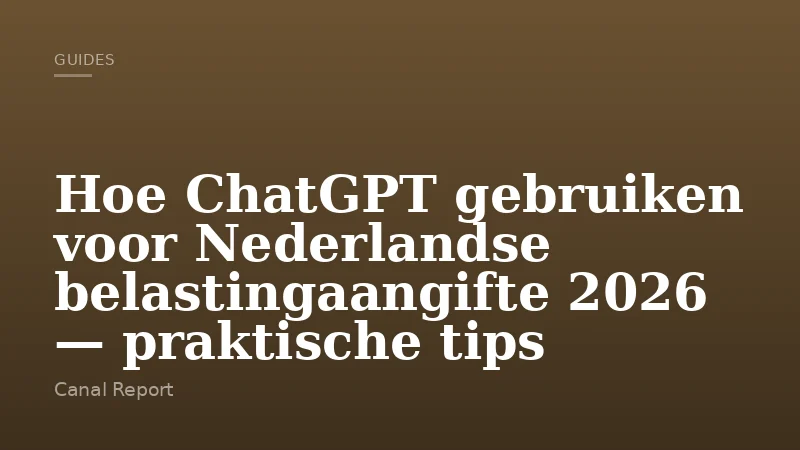 Hoe ChatGPT gebruiken voor Nederlandse belastingaangifte 2026 — praktische tips