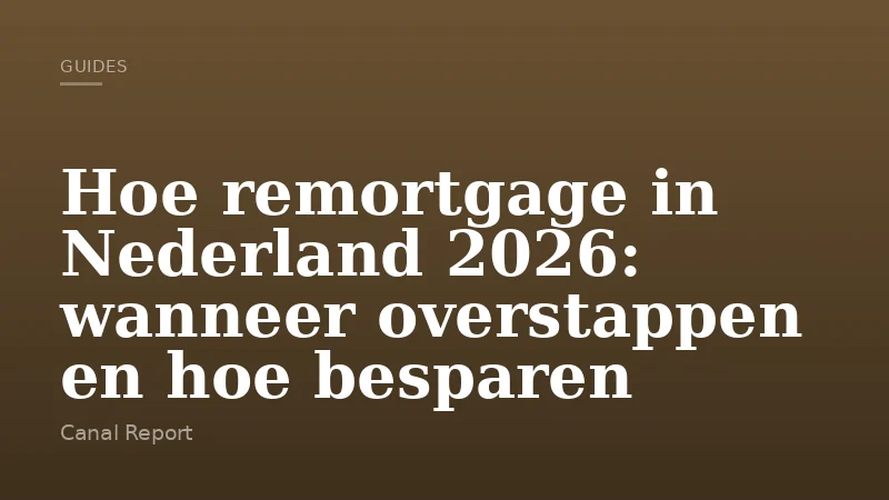 Hoe remortgage in Nederland 2026: wanneer overstappen en hoe besparen