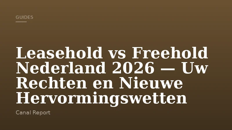 Leasehold vs Freehold Nederland 2026 — Uw Rechten en Nieuwe Hervormingswetten