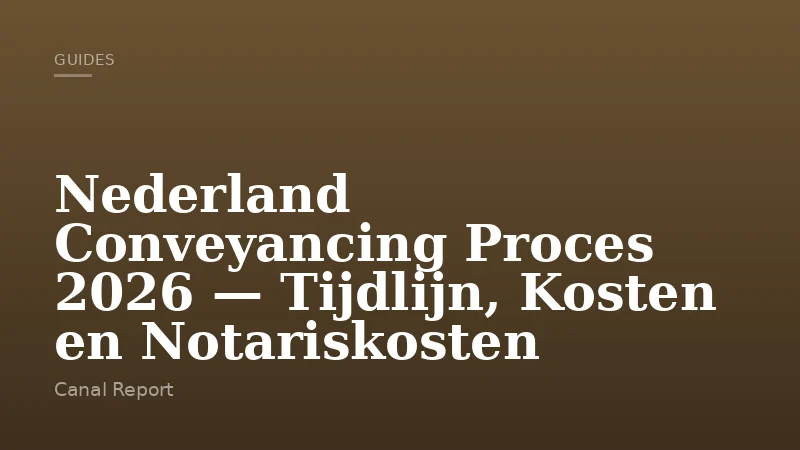 Nederland Conveyancing Proces 2026 — Tijdlijn, Kosten en Notariskosten