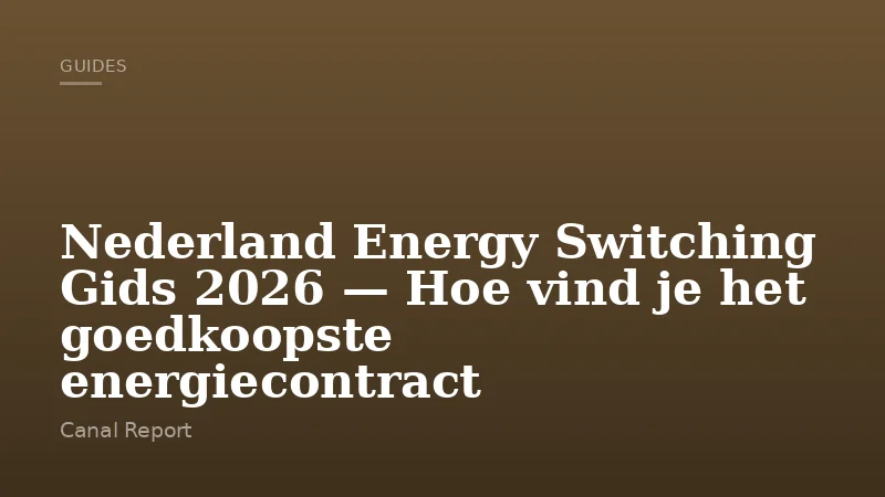 Nederland Energy Switching Gids 2026 — Hoe vind je het goedkoopste energiecontract