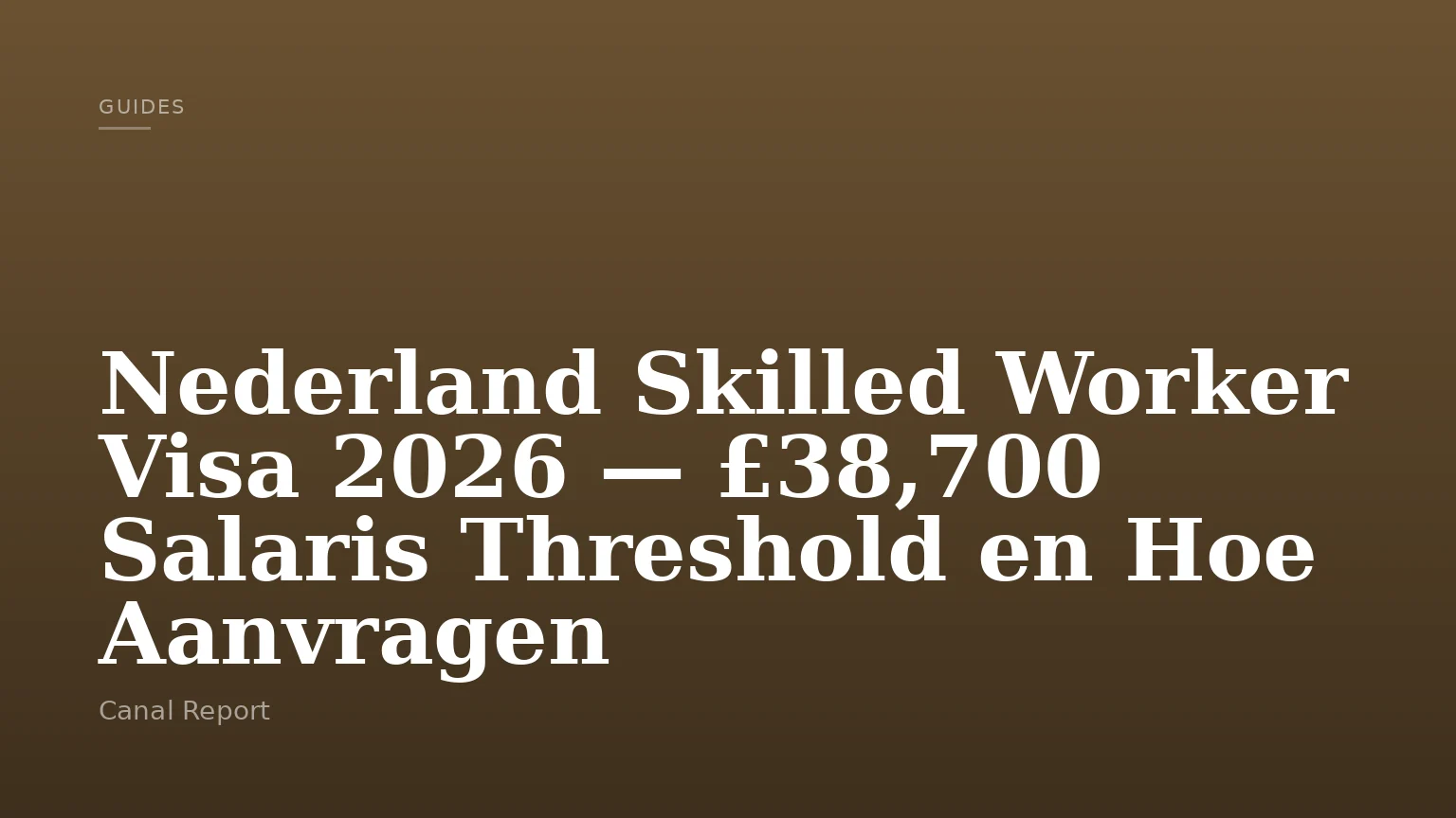 Nederland Skilled Worker Visa 2026 — £38,700 Salaris Threshold en Hoe Aanvragen