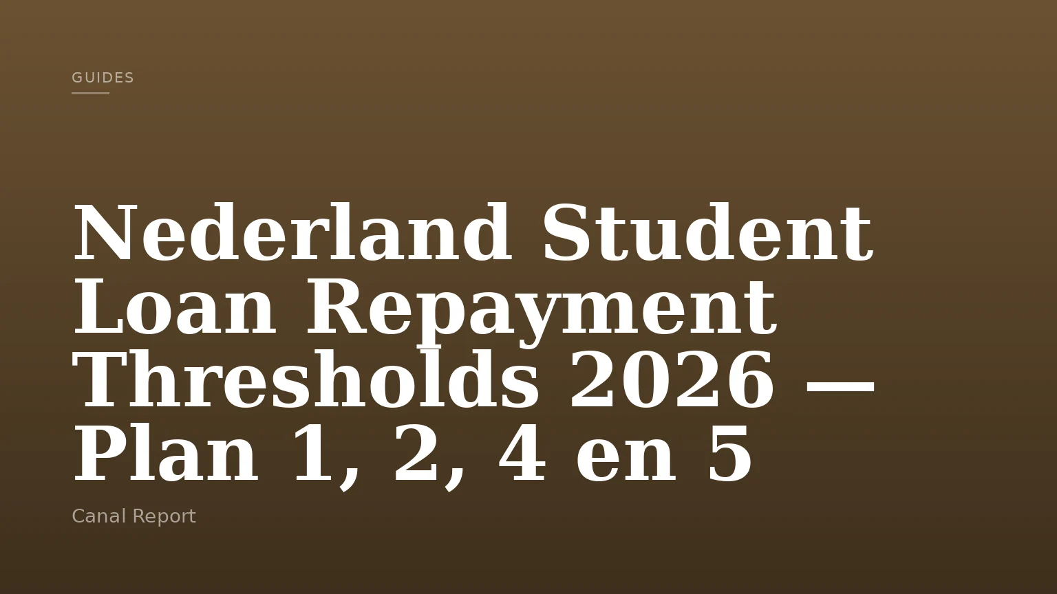 Nederland Student Loan Repayment Thresholds 2026 — Plan 1, 2, 4 en 5