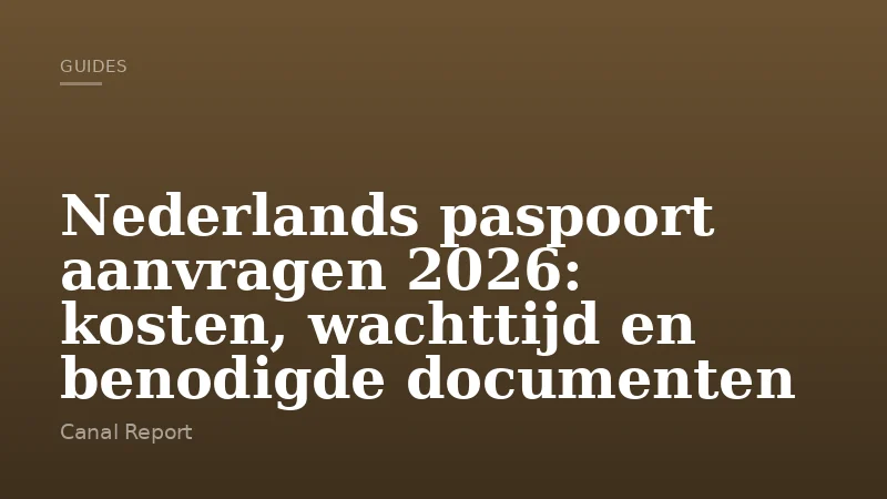 Nederlands paspoort aanvragen 2026: kosten, wachttijd en benodigde documenten