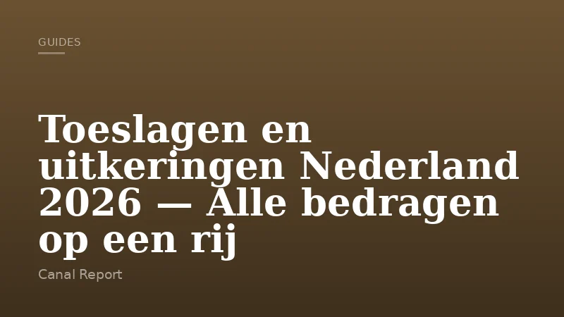 Toeslagen en uitkeringen Nederland 2026 — Alle bedragen op een rij