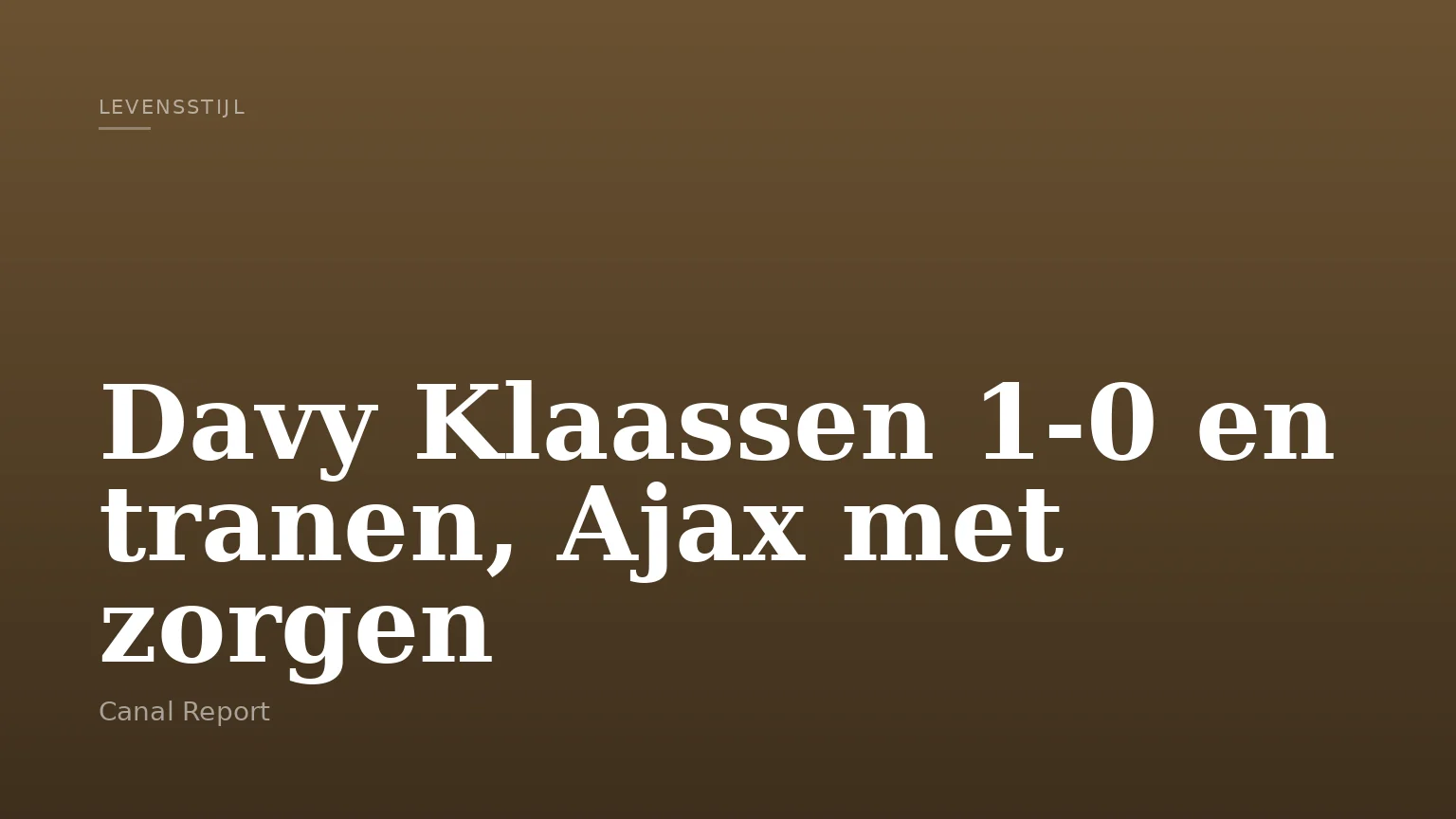 Davy Klaassen 1-0 en tranen, Ajax met zorgen
