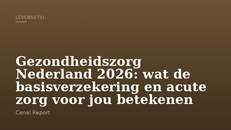 Gezondheidszorg Nederland 2026: wat de basisverzekering en acute zorg voor jou betekenen