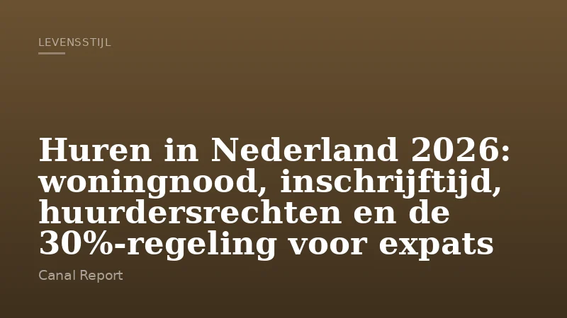 Huren in Nederland 2026: woningnood, inschrijftijd, huurdersrechten en de 30%-regeling voor expats