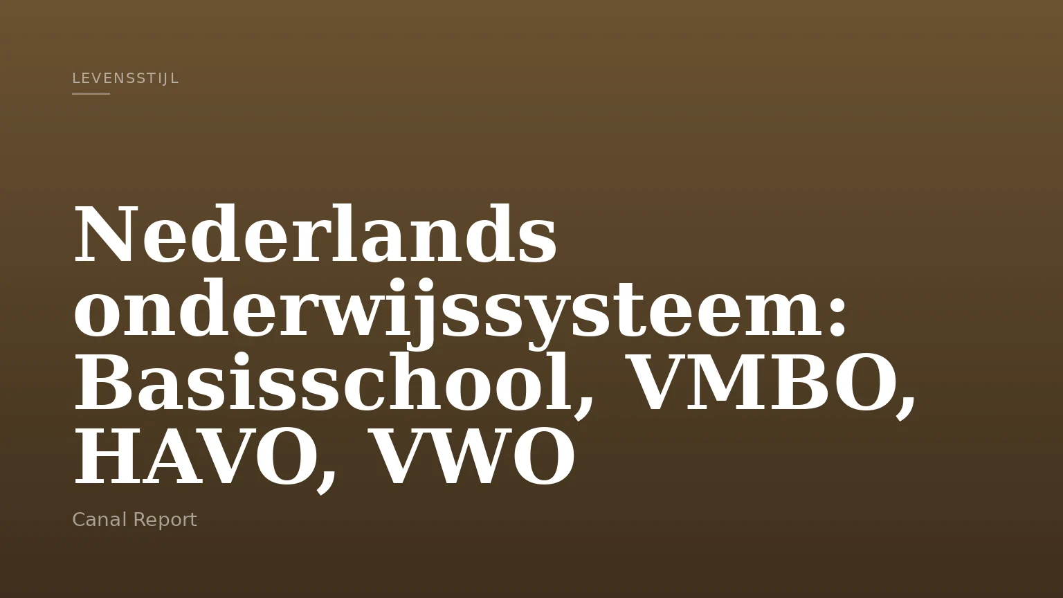 Nederlands onderwijssysteem: Basisschool, VMBO, HAVO, VWO