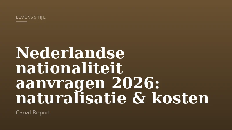 Nederlandse nationaliteit aanvragen 2026: naturalisatie & kosten