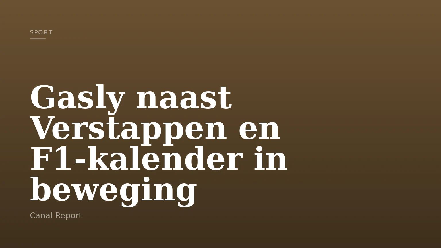 Gasly naast Verstappen en F1-kalender in beweging