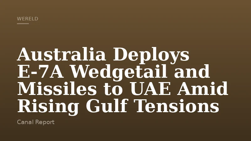 Australia Deploys E-7A Wedgetail and Missiles to UAE Amid Rising Gulf Tensions