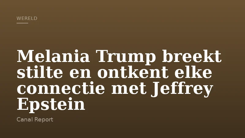 Melania Trump breekt stilte en ontkent elke connectie met Jeffrey Epstein