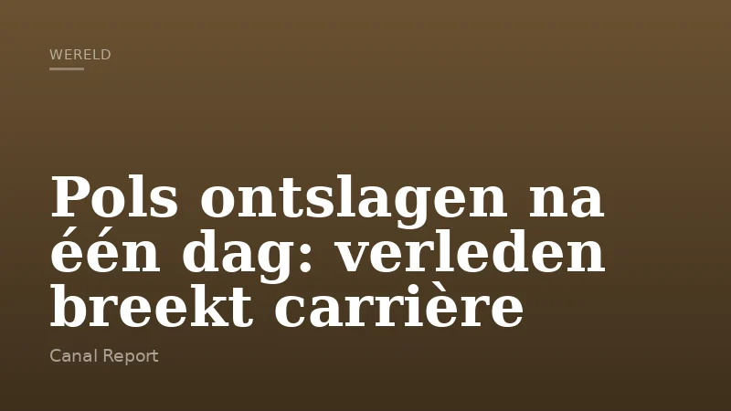 Pols ontslagen na één dag: verleden breekt carrière