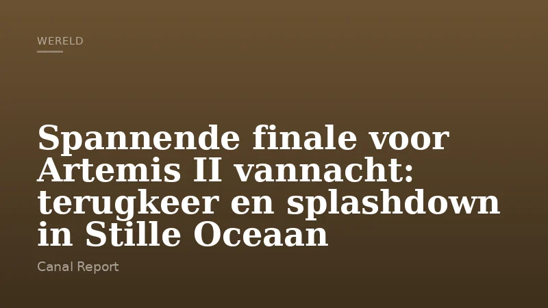 Spannende finale voor Artemis II vannacht: terugkeer en splashdown in Stille Oceaan