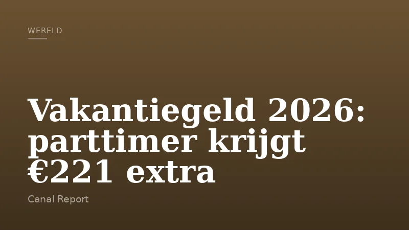 Vakantiegeld 2026: parttimer krijgt €221 extra